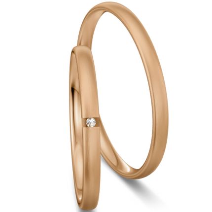 Ringpaar aus Apricotgold in 2,0 mm wahlweise mit Brillant