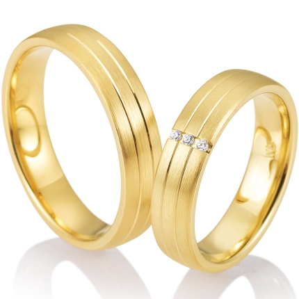 Klassische längs gebürstete Ringe aus Gold wahlweise mit Brillanten