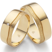 7,0 mm breites Ringpaar aus Gold mit wahlweise Brillant