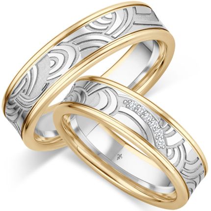 Aussergewöhnliche Ringe aus Weißgold und Gelbgold wahlweise mit 6 Brillanten