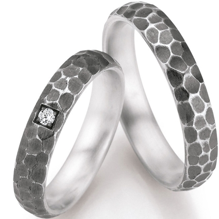4, 5 mm schmales Ringpaar aus schwarz rhodiniertem Silber