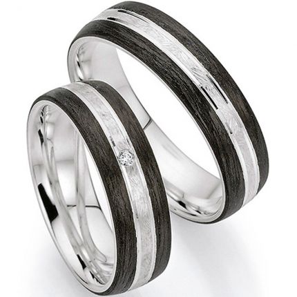 Tolles Ringpaar aus in Carbon gefasstem Silber