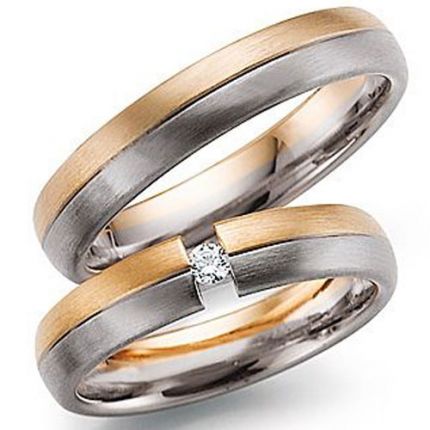 Zweifarbiger Ring aus Weiß- und Roségold wahlweise mit Brillant